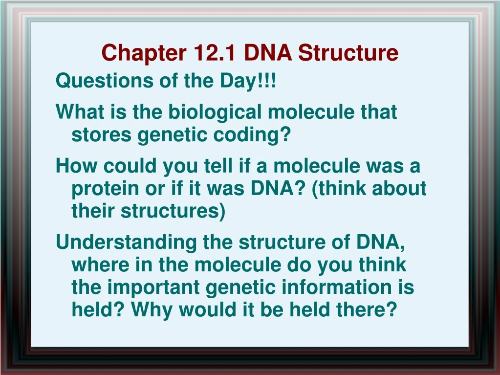chapter 12 1 dna structure