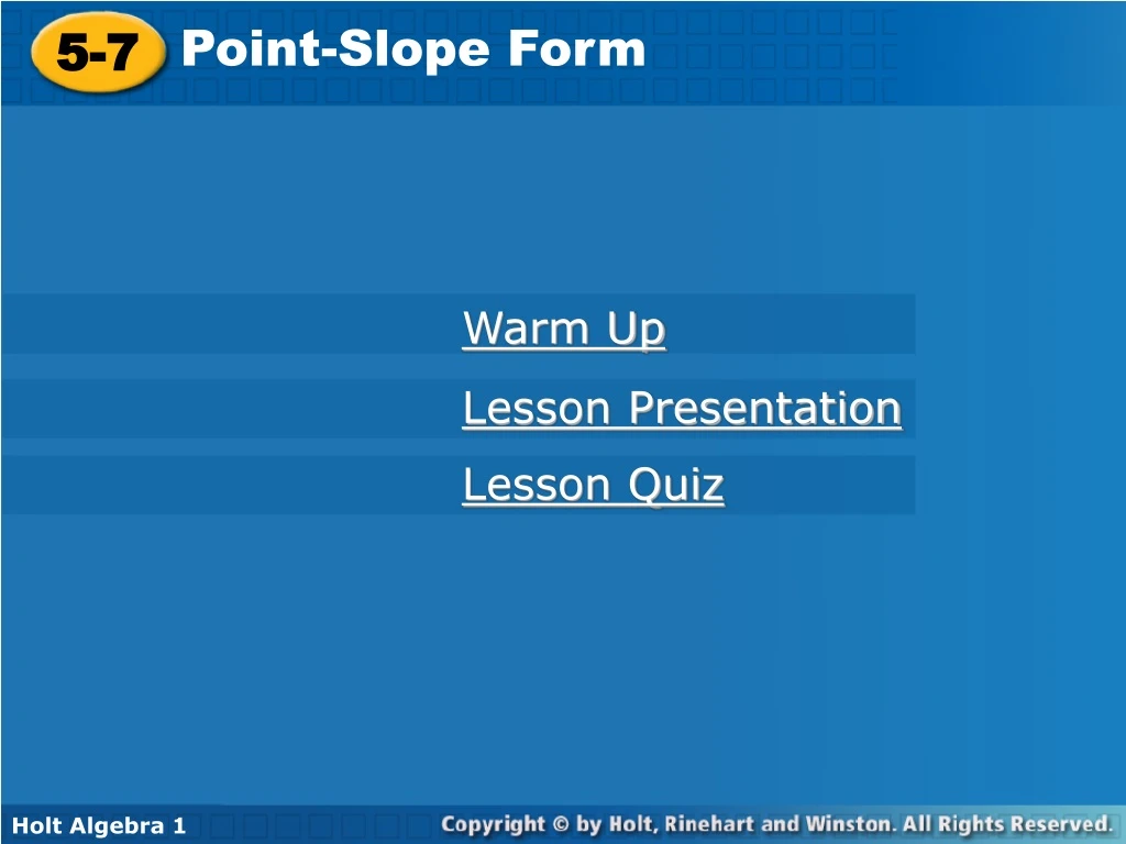 point slope form