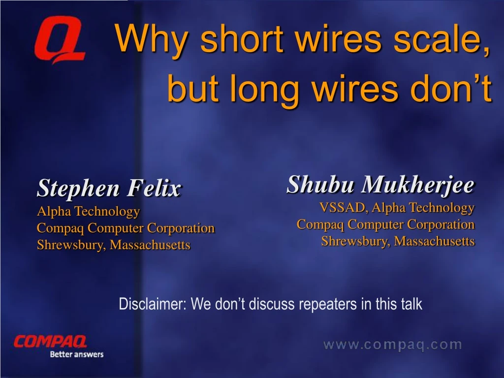 why short wires scale but long wires don t