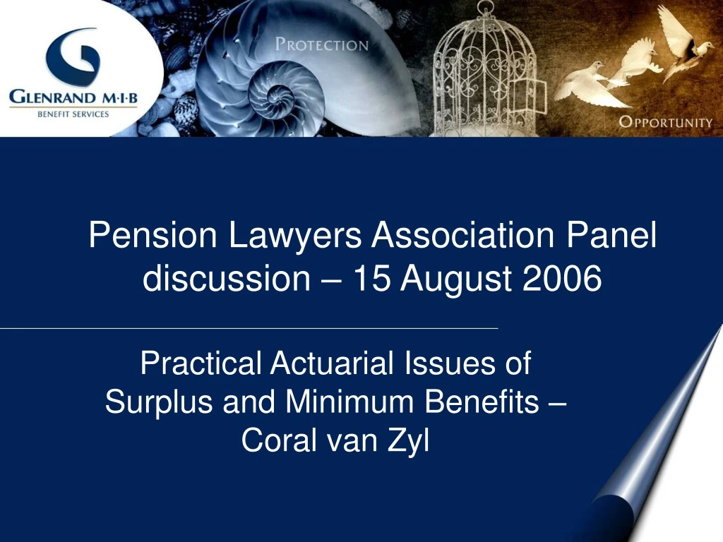 practical actuarial issues of surplus and minimum benefits coral van zyl