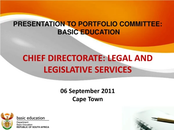 PRESENTATION TO PORTFOLIO COMMITTEE: BASIC EDUCATION