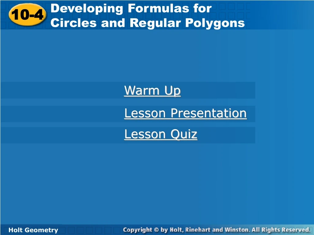 developing formulas for circles and regular