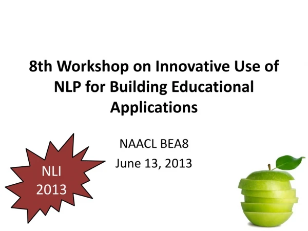 8 th Workshop on Innovative Use of NLP for Building Educational Applications