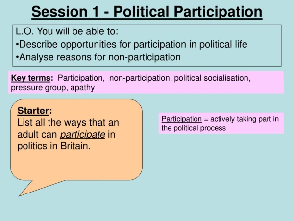 Session 1 - Political Participation
