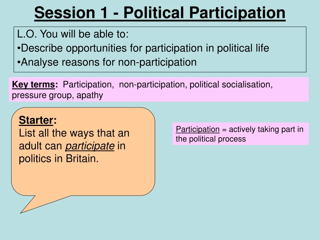 session 1 political participation