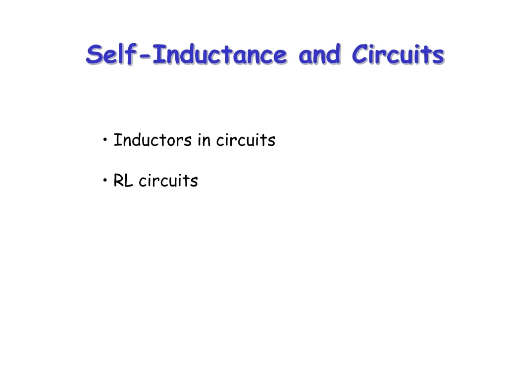 self inductance and circuits