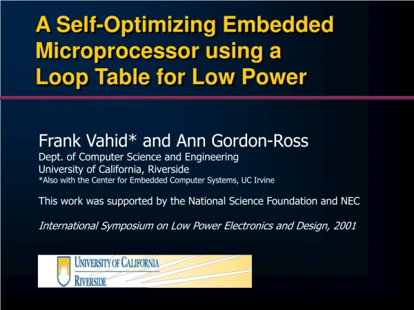 A Self-Optimizing Embedded Microprocessor using a Loop Table for Low Power