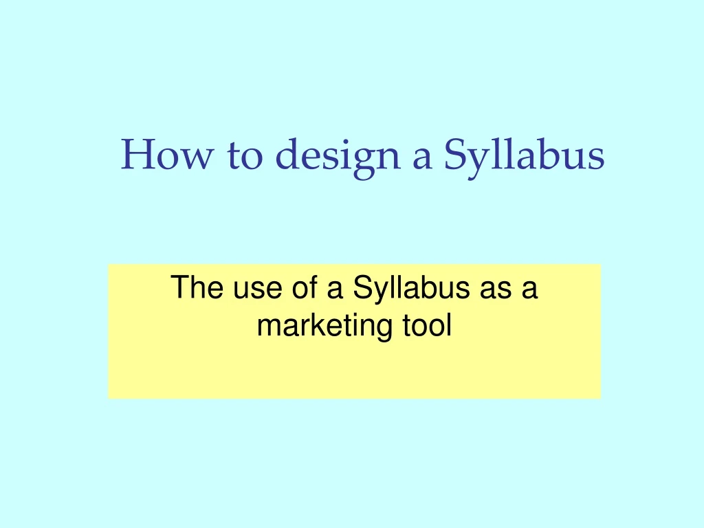 how to design a syllabus