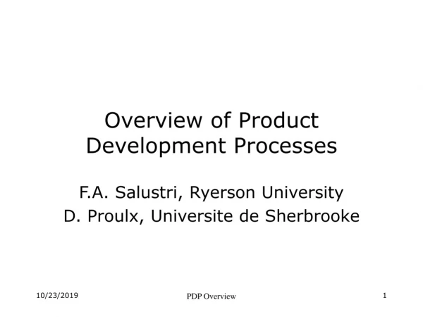 Overview of Product Development Processes