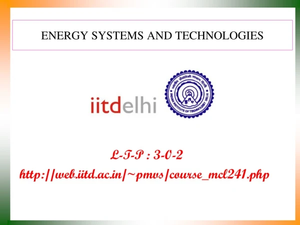 Energy Systems and Technologies