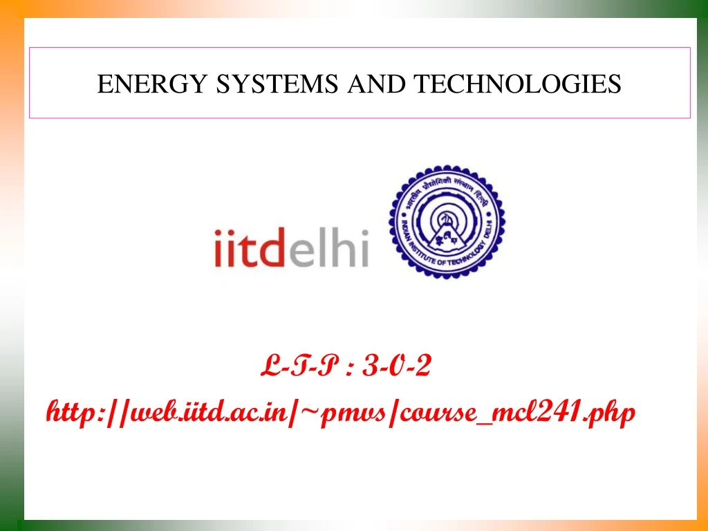 energy systems and technologies