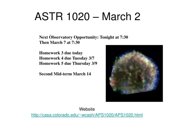 ASTR 1020 – March 2