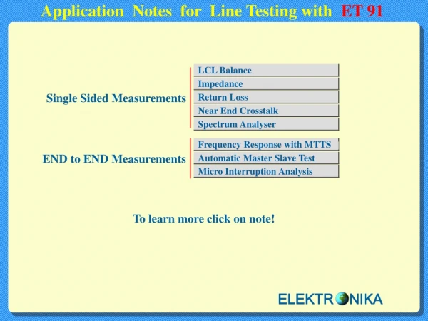 Application Notes for Line Testing with ET 91
