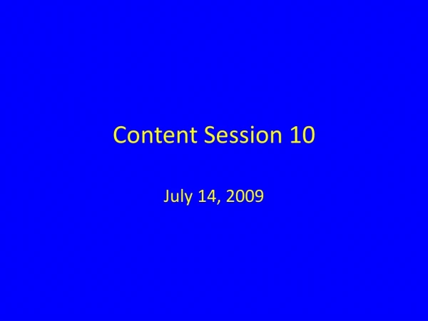 Content Session 10