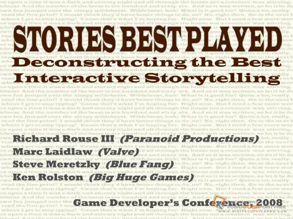 Deconstructing the Best Interactive Storytelling