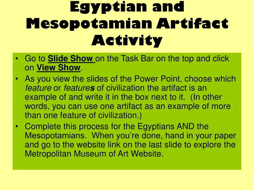 egyptian and mesopotamian artifact activity