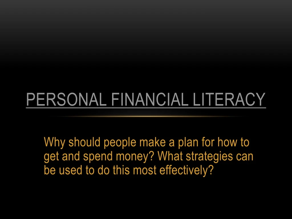 personal financial literacy