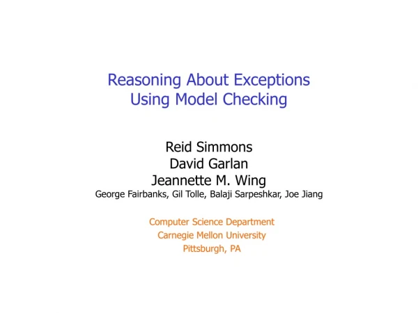 Reasoning About Exceptions Using Model Checking