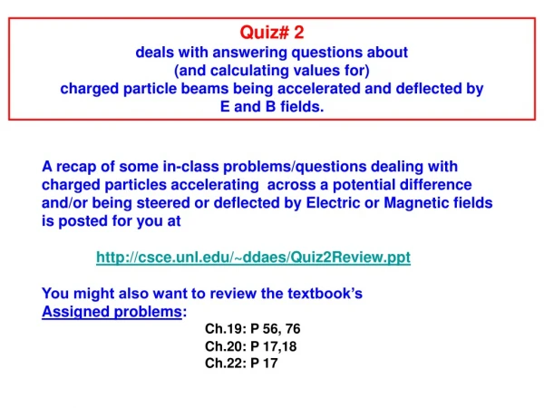 A recap of some in-class problems/questions dealing with