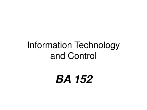 Information Technology and Control