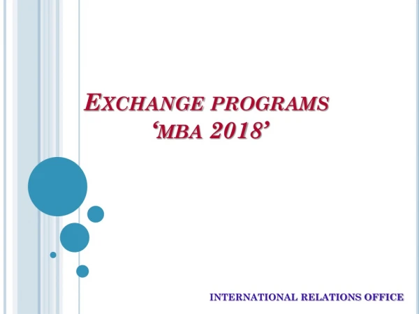 Exchange programs ‘ mba 201 8 ’