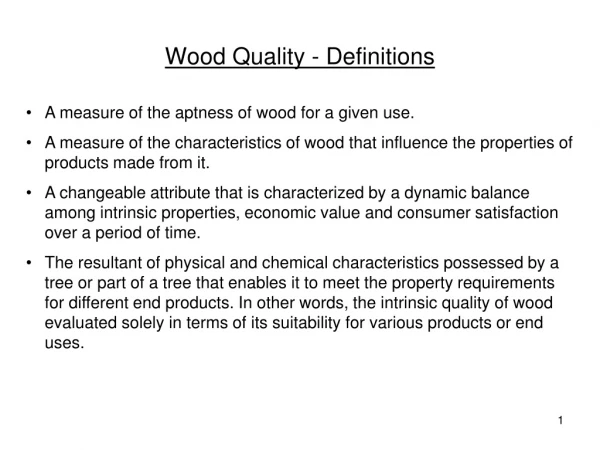Wood Quality - Definitions