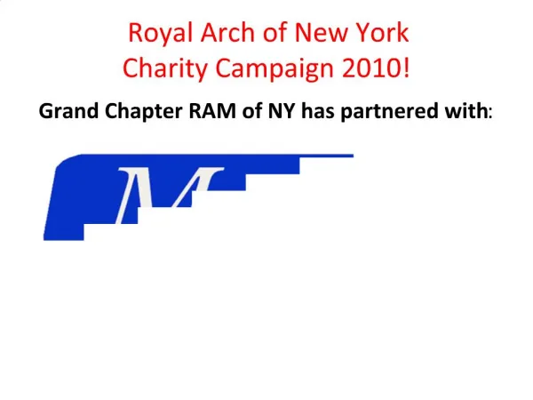 Royal Arch of New York Charity Campaign 2010