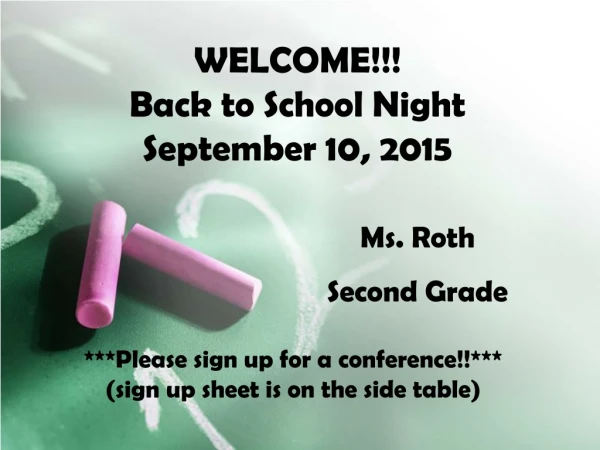 WELCOME!!! Back to School Night September 10, 2015