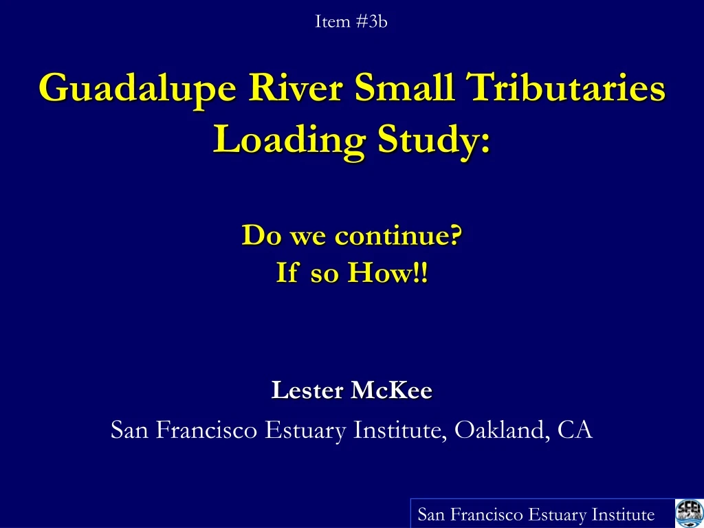 guadalupe river small tributaries loading study do we continue if so how