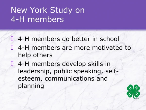 New York Study on 4-H members