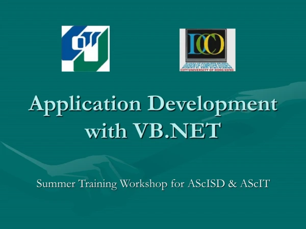 Application Development with VB.NET