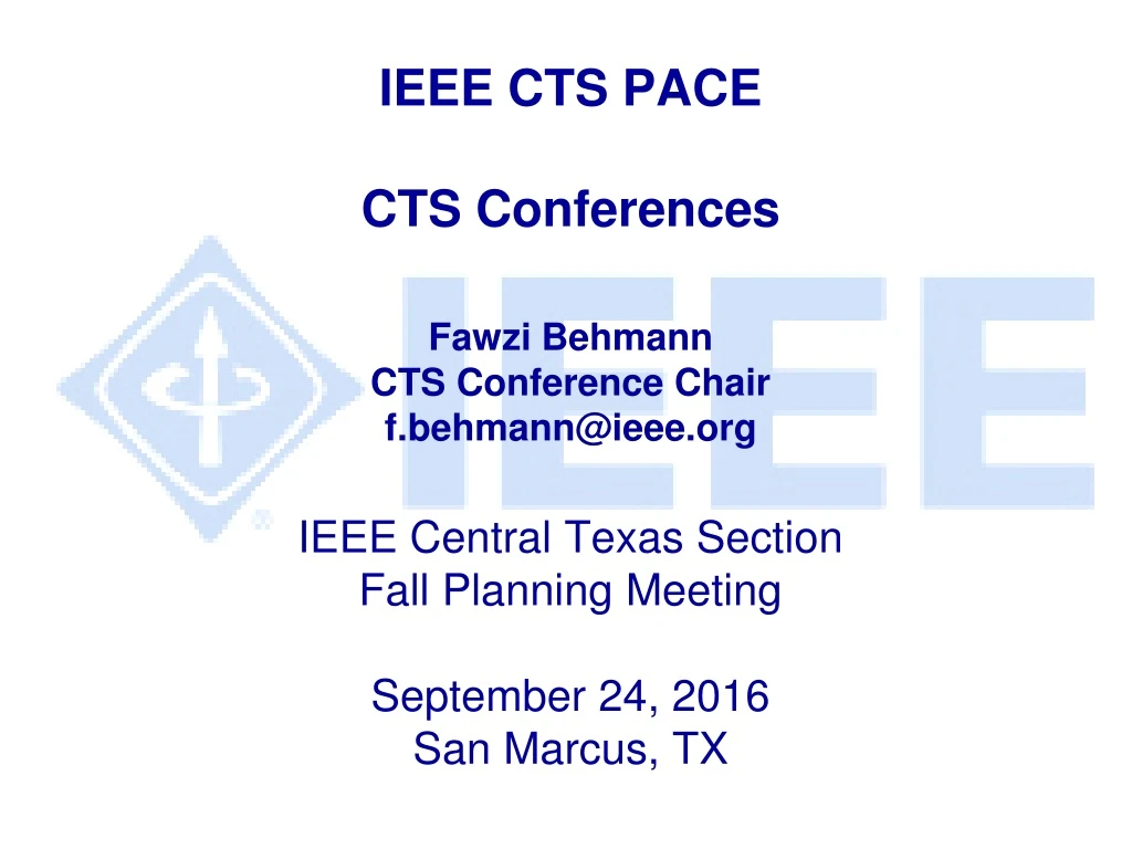 ieee cts pace cts conferences fawzi behmann