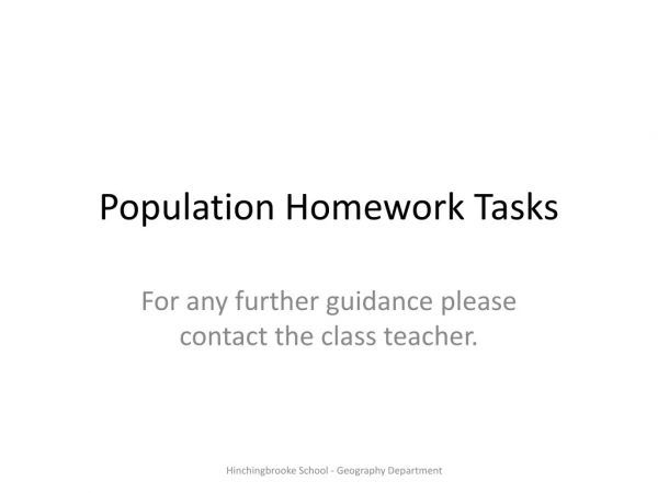 Population Homework Tasks