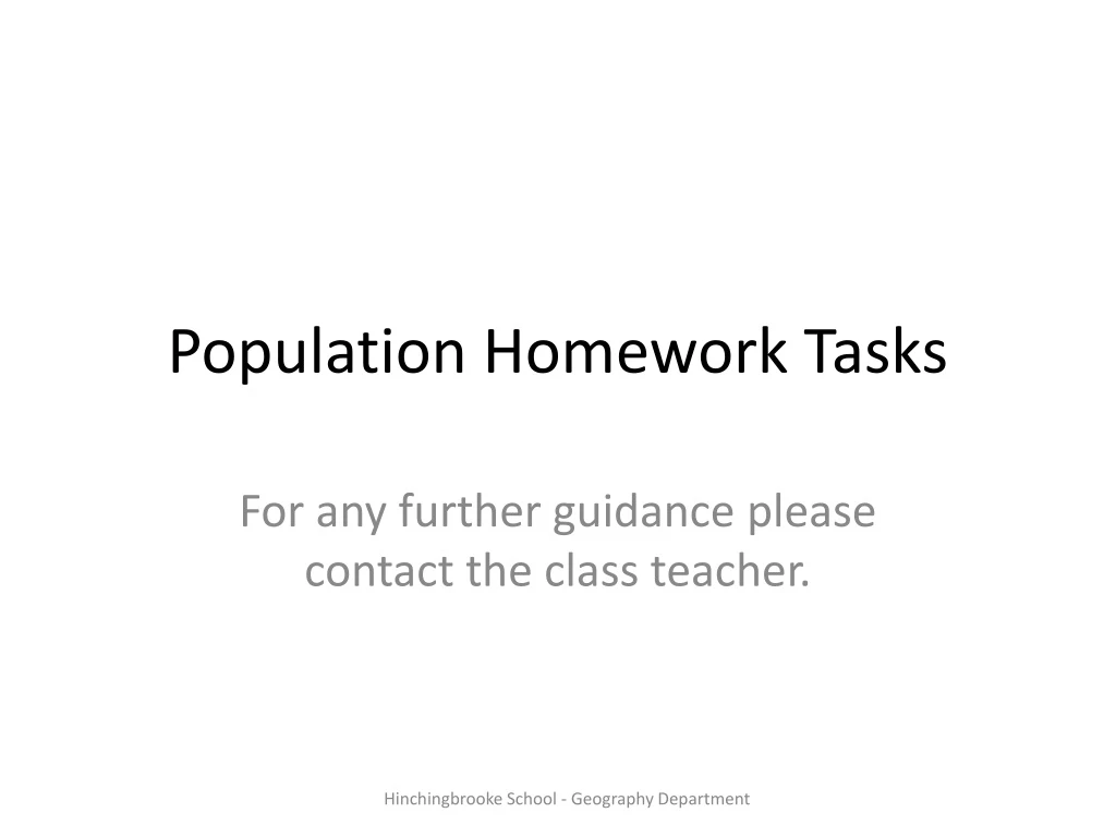 population homework tasks