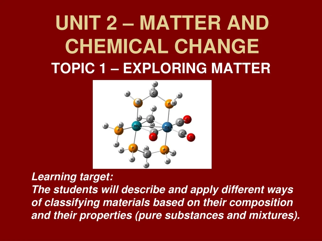 unit 2 matter and chemical change