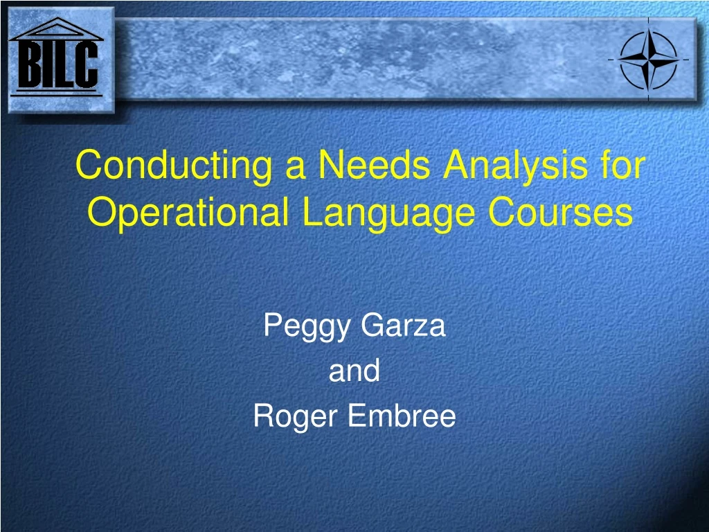 conducting a needs analysis for operational language courses