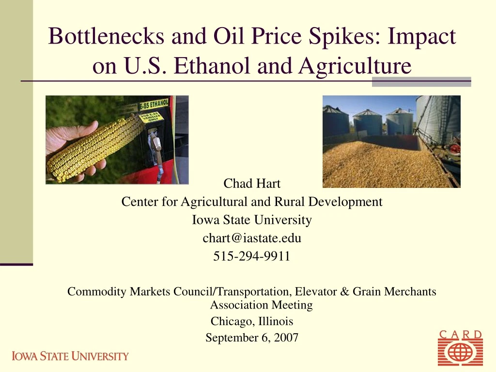 bottlenecks and oil price spikes impact on u s ethanol and agriculture