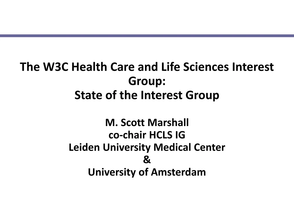 the w3c health care and life sciences interest