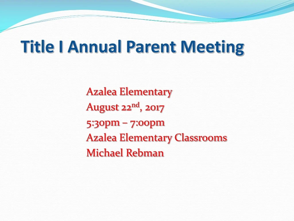 title i annual parent meeting