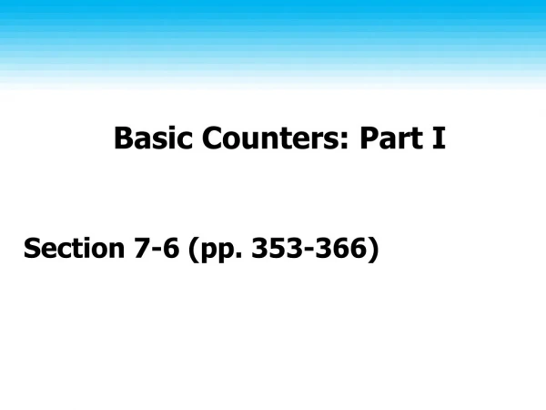 Basic Counters: Part I