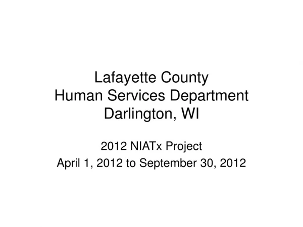Lafayette County Human Services Department Darlington, WI
