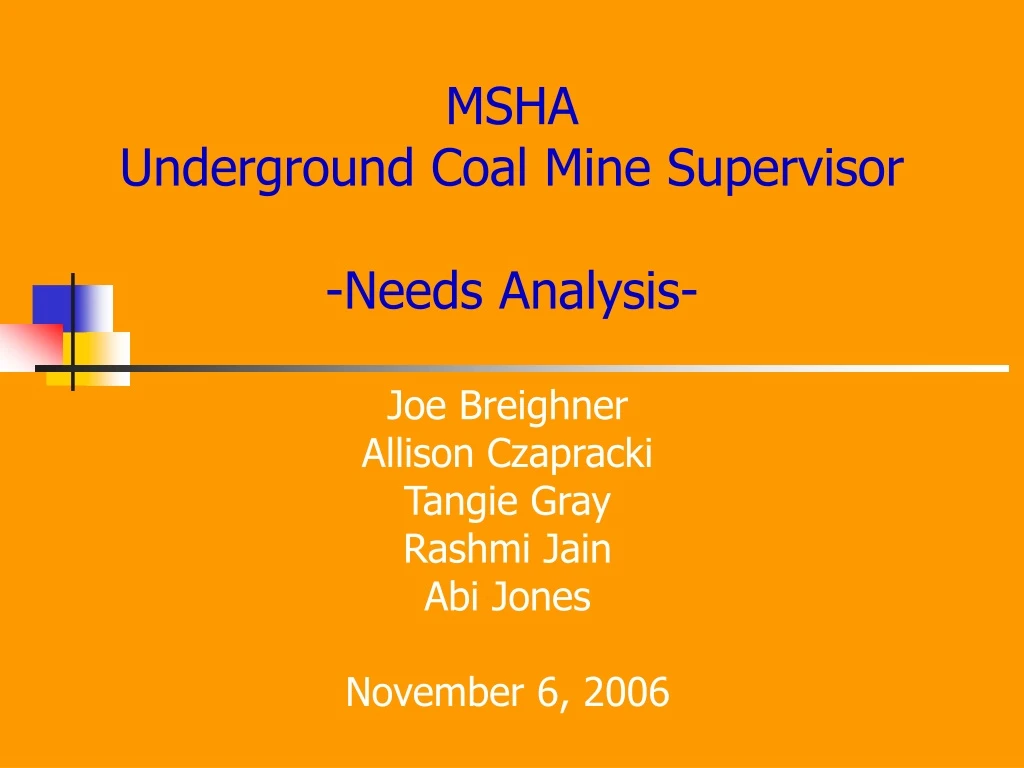 msha underground coal mine supervisor needs analysis