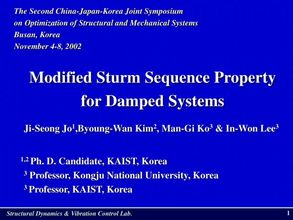 Modified Sturm Sequence Property for Damped Systems