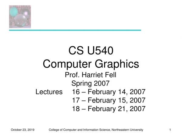 CS U540 Computer Graphics