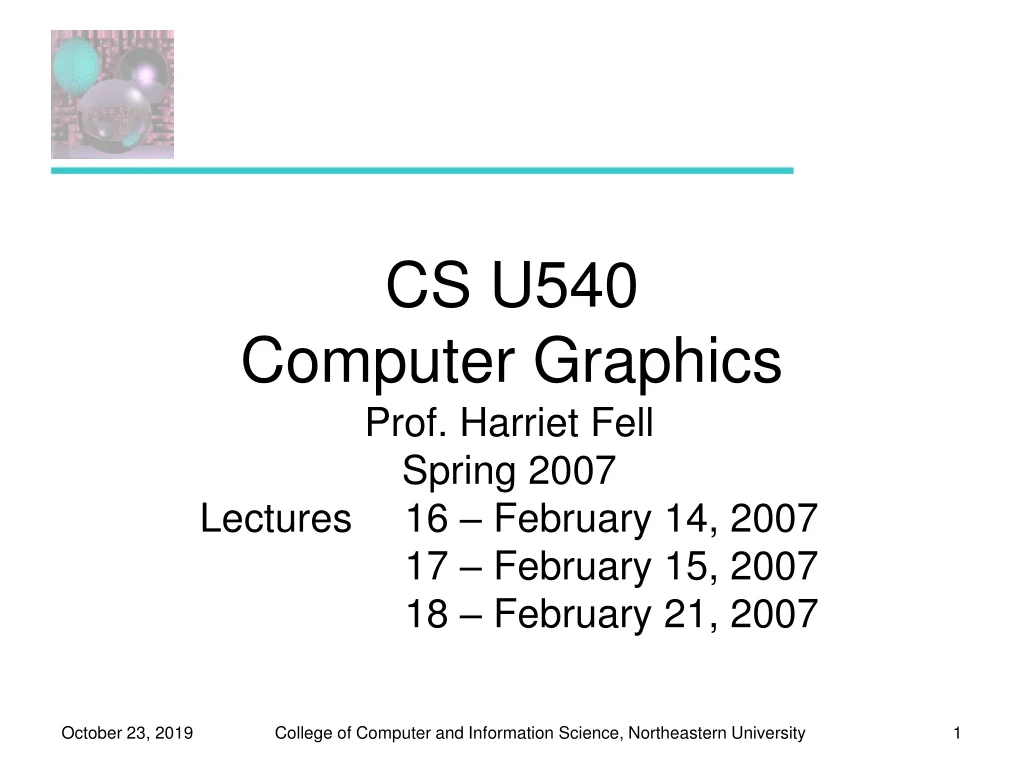 cs u540 computer graphics