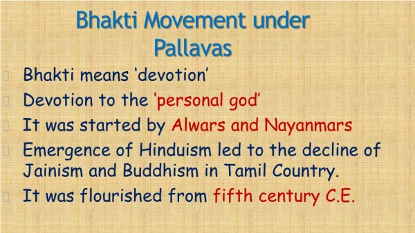 Bhakti Movement under Pallavas