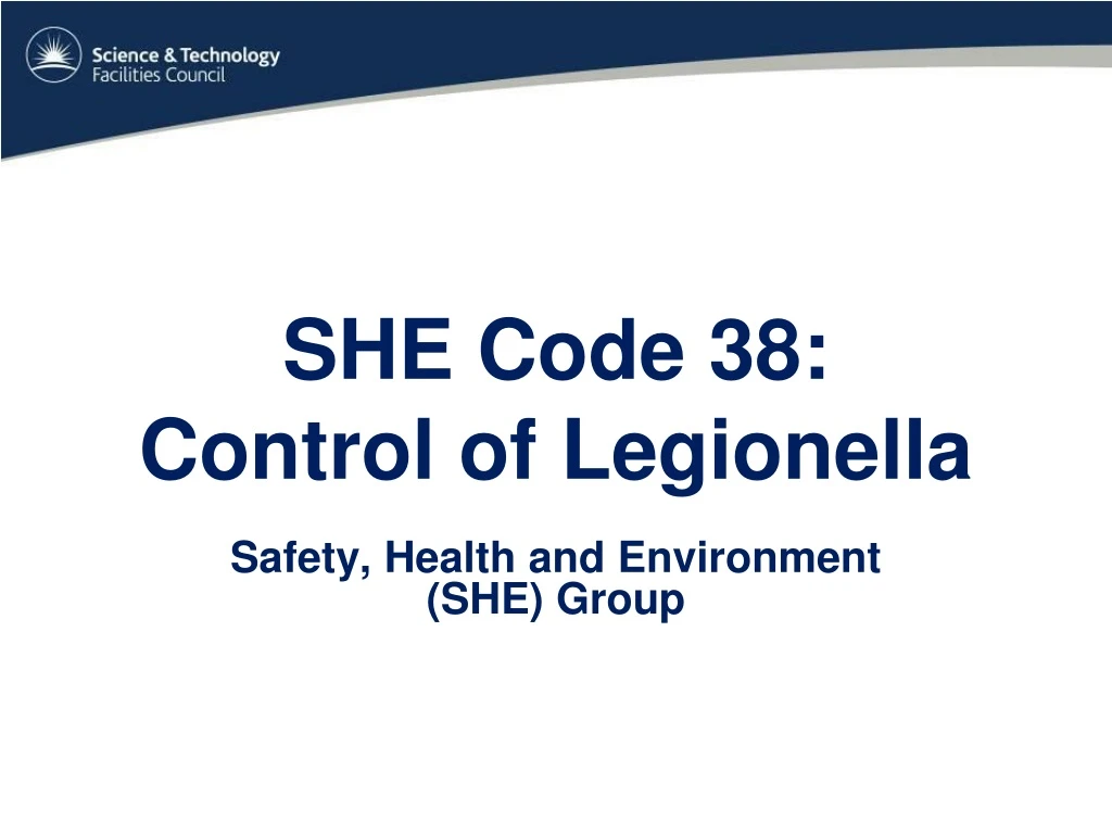 she code 38 control of legionella