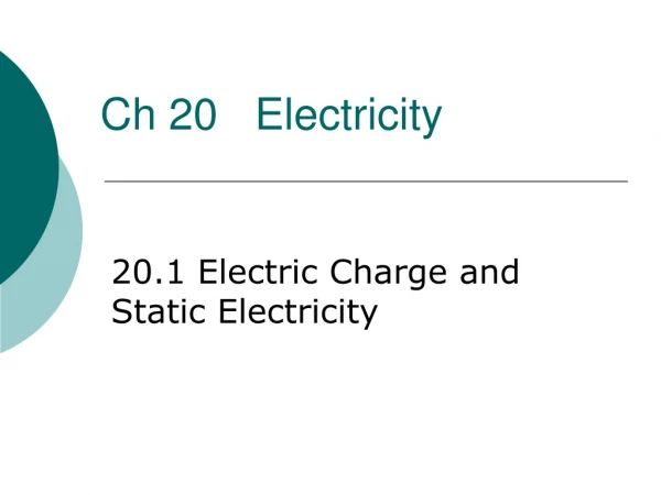 Ch 20 Electricity