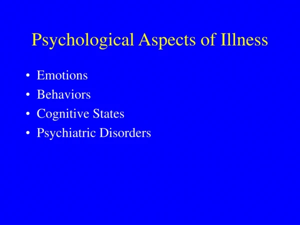 Psychological Aspects of Illness