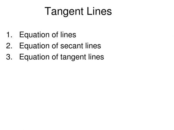 Tangent Lines